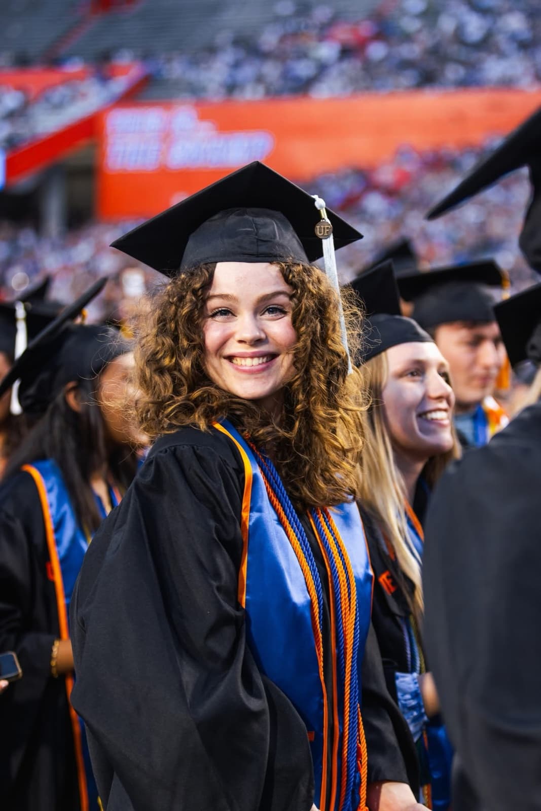 Jóhanna in cap and gown at her University of Florida graduation